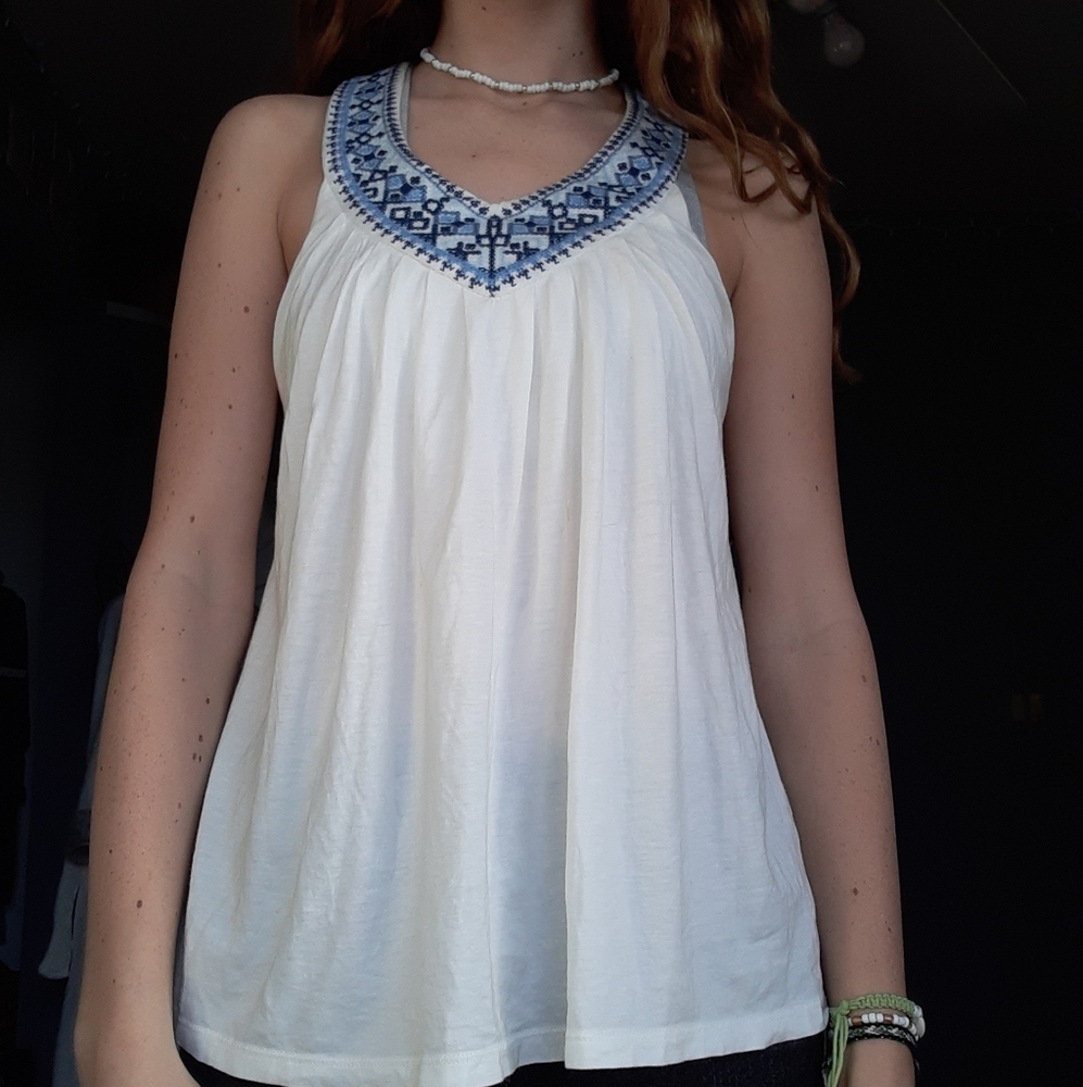 White flowy top